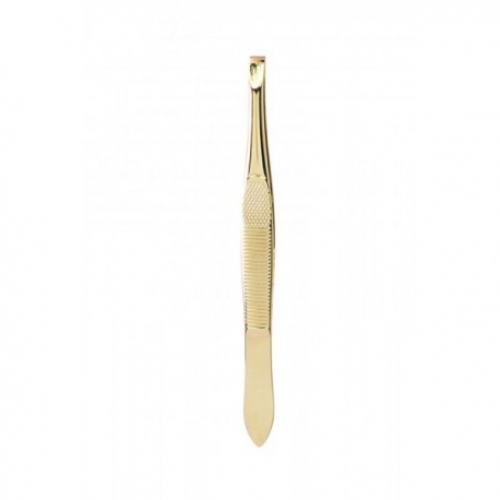 [542] PINCE À ÉPILER MORS DROITS MI-DORÉ 9CM