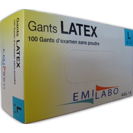[60] GANTS D'EXAMEN LATEX T 8/9 SANS POUDRE